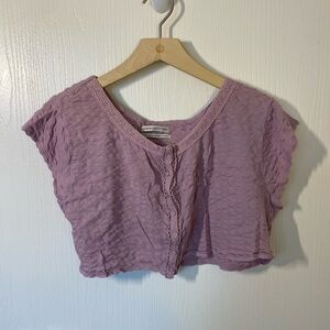 Urban Outfitters Mauve Button-Front Crop Top